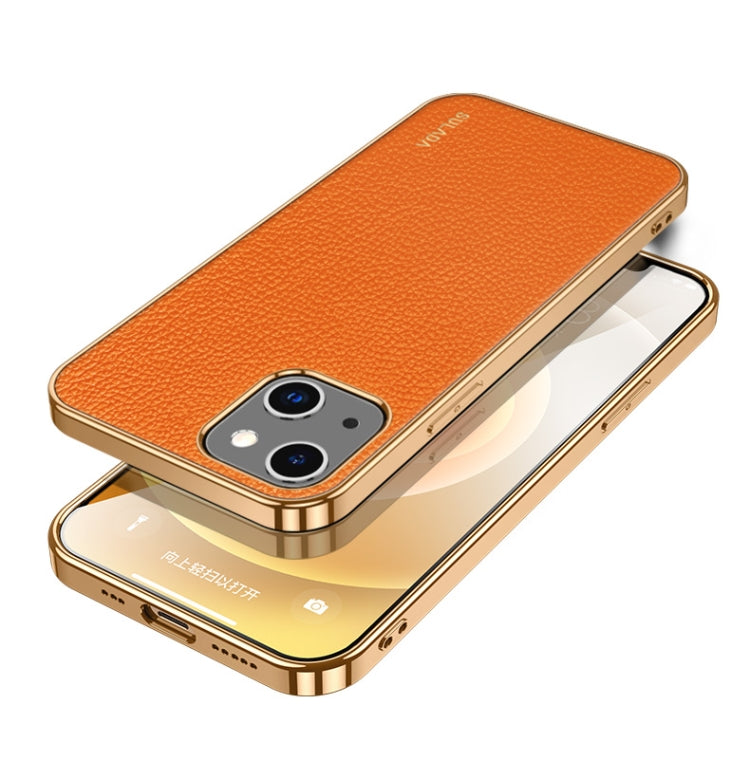 For iPhone 14 SULADA Shockproof TPU + Handmade Leather Phone Case(Orange) - iPhone 14 Cases by SULADA | Online Shopping South Africa | PMC TechLife