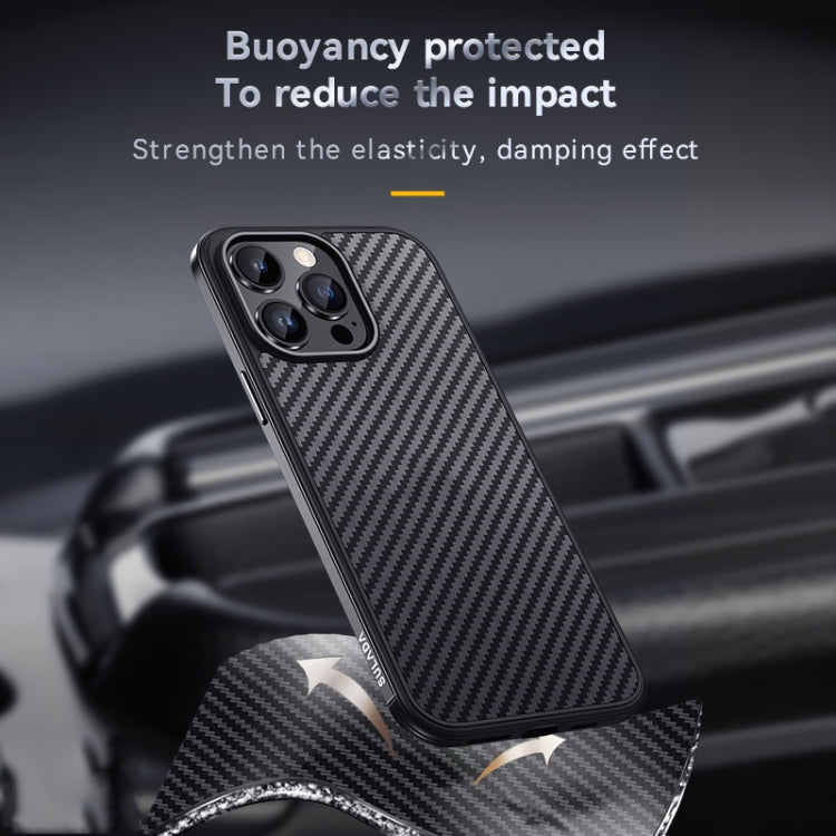 For iPhone 14 Plus SULADA Carbon Fiber Textured Shockproof Metal + TPU Frame Case(Black) - iPhone 14 Plus Cases by SULADA | Online Shopping South Africa | PMC TechLife | Buy Now Pay Later Mobicred