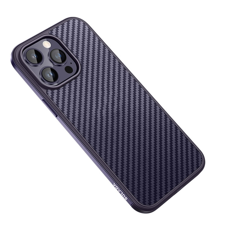For iPhone 14 Pro Max SULADA Carbon Fiber Textured Shockproof Metal + TPU Frame Case(Dark Purple) - iPhone 14 Pro Max Cases by SULADA | Online Shopping South Africa | PMC TechLife | Buy Now Pay Later Mobicred