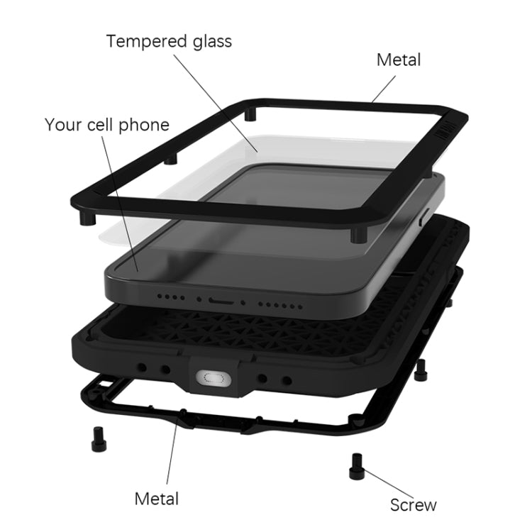 For iPhone 14 Pro Max LOVE MEI Metal Shockproof Life Waterproof Dustproof Phone Case(Army Green) - free shipping - PMC TechLife - Order now!
