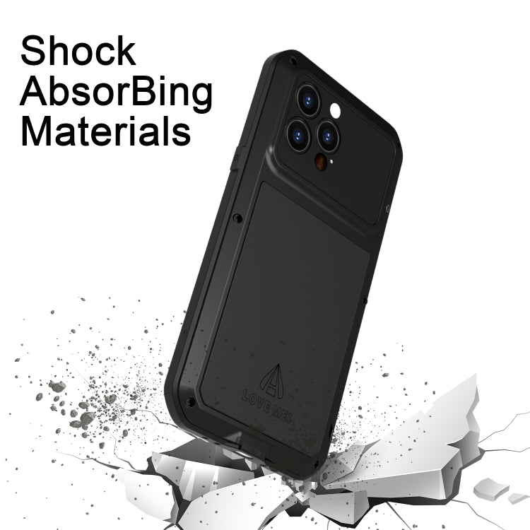 For iPhone 14 Pro Max LOVE MEI Metal Shockproof Life Waterproof Dustproof Phone Case(Army Green) - free shipping - PMC TechLife - Order now!