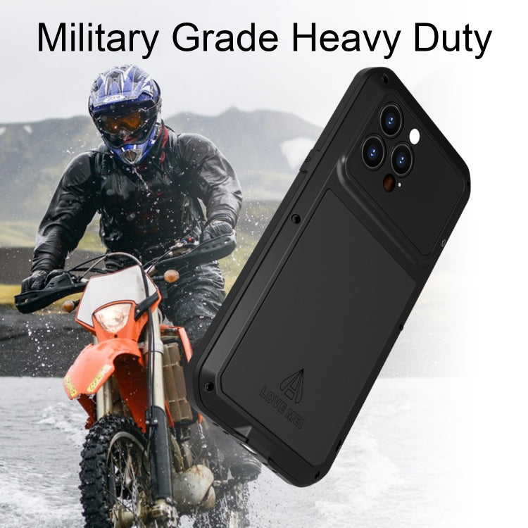 For iPhone 14 Pro Max LOVE MEI Metal Shockproof Life Waterproof Dustproof Phone Case(Army Green) - free shipping - PMC TechLife - Order now!