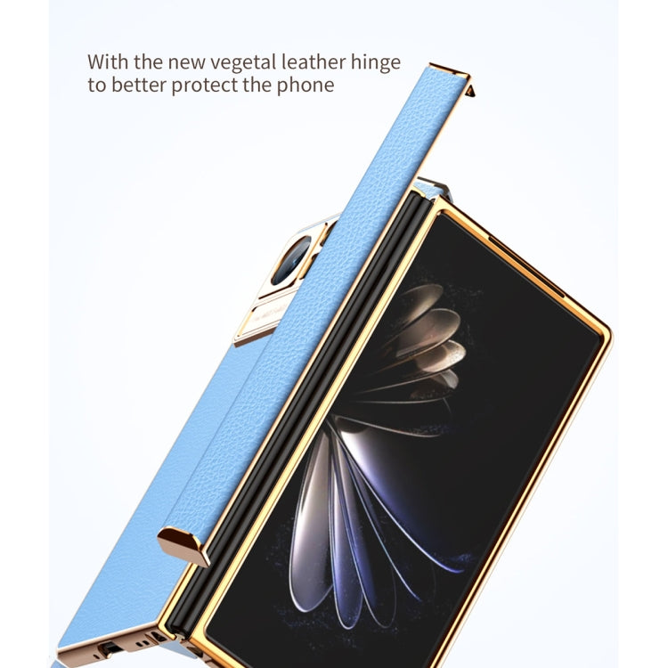 For Xiaomi Mix Fold 2 Electroplated Frame Plain Leather Phone Case(White) - Xiaomi Cases by PMC TechLife | Online Shopping South Africa | PMC TechLife