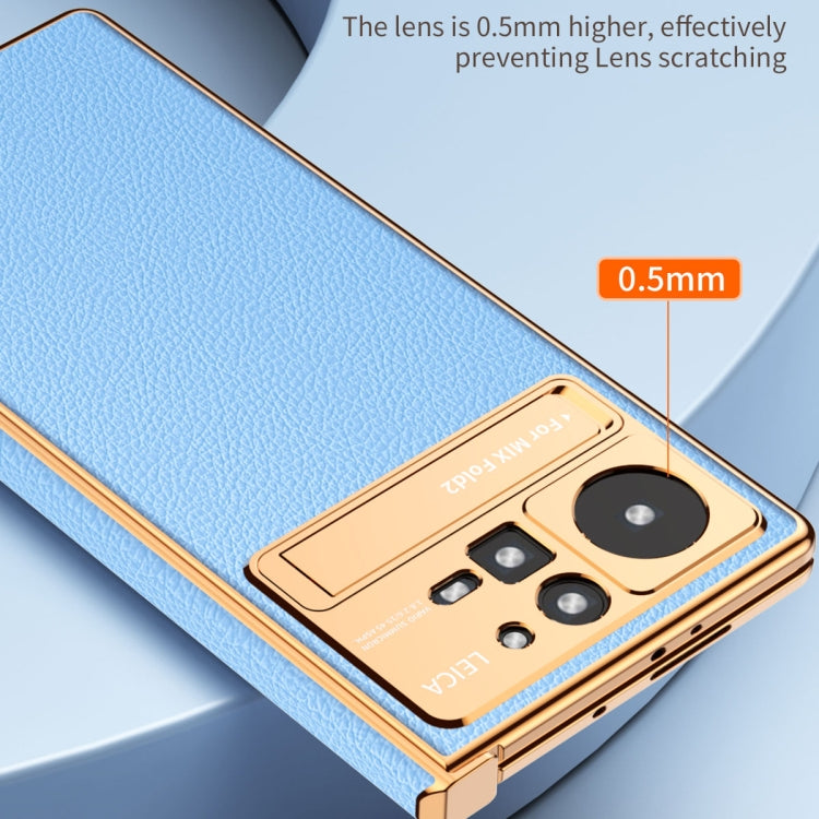 For Xiaomi Mix Fold 2 Electroplated Frame Plain Leather Phone Case(White) - Xiaomi Cases by PMC TechLife | Online Shopping South Africa | PMC TechLife