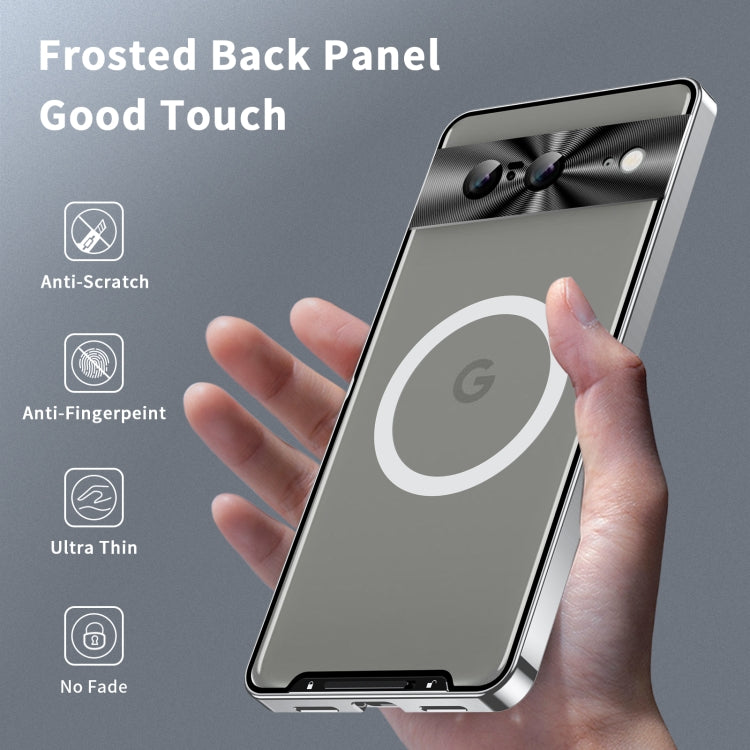 For Google Pixel 8 MagSafe Magnetic Frosted Metal Phone Case(Silver) - Google Cases by PMC TechLife | Online Shopping South Africa | PMC TechLife | Buy Now Pay Later Mobicred