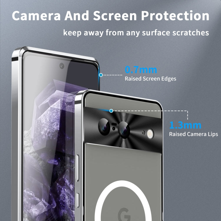 For Google Pixel 8 MagSafe Magnetic Frosted Metal Phone Case(Silver) - Google Cases by PMC TechLife | Online Shopping South Africa | PMC TechLife | Buy Now Pay Later Mobicred