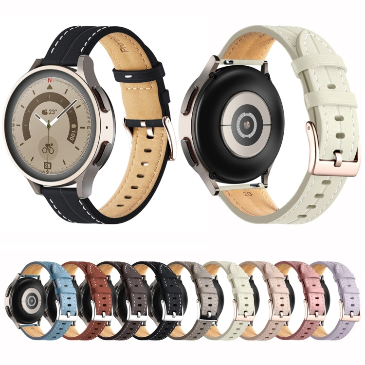 20mm Unusual Fluted Leather Watch Band(Light Pink) - 20mm Bands by PMC TechLife | Online Shopping South Africa | PMC TechLife | Buy Now Pay Later Mobicred