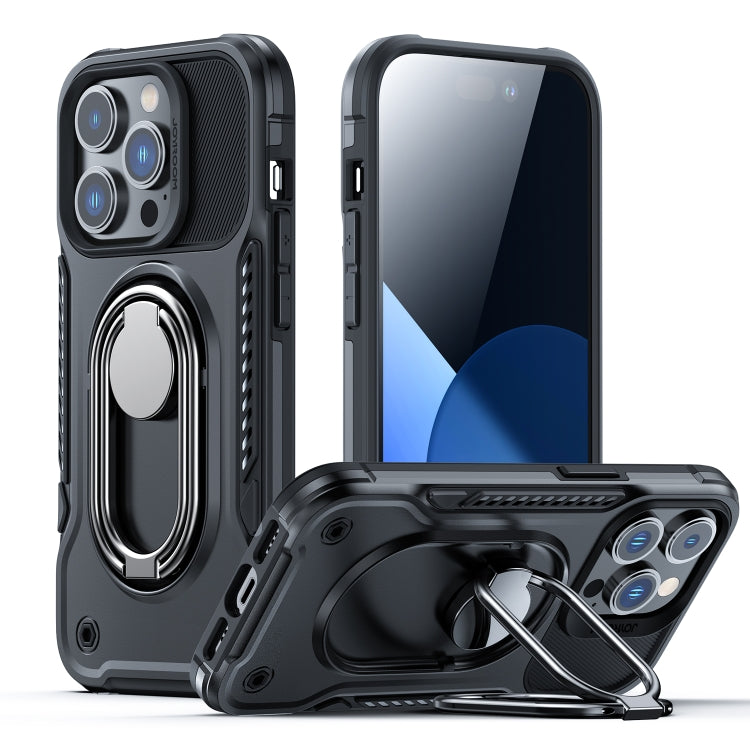 For iPhone 14 Pro JOYROOM PC + TPU Dual-layer Shockproof Phone Case with Rotating Holder(Black) - iPhone 14 Pro Cases by JOYROOM | Online Shopping South Africa | PMC TechLife | Buy Now Pay Later Mobicred
