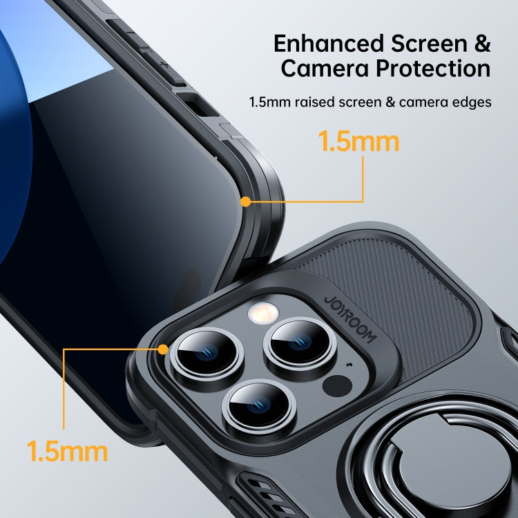For iPhone 14 Pro JOYROOM PC + TPU Dual-layer Shockproof Phone Case with Rotating Holder(Black) - iPhone 14 Pro Cases by JOYROOM | Online Shopping South Africa | PMC TechLife | Buy Now Pay Later Mobicred