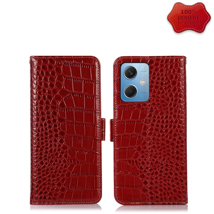 For Xiaomi Redmi Note 12 China Crocodile Top Layer Cowhide Leather Phone Case(Red) - Note 12 Cases by PMC TechLife | Online Shopping South Africa | PMC TechLife