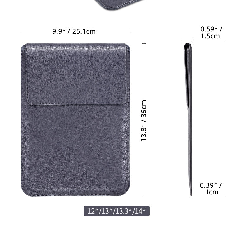 For MacBook 12 / 14 inch PU Leather 4 in 1 Laptop Bag with Functional Bracket(Black) - free shipping - PMC TechLife - Order now!