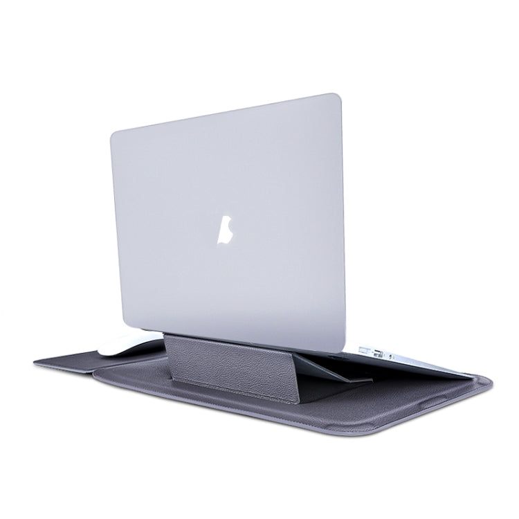 For MacBook 12 / 14 inch PU Leather 4 in 1 Laptop Bag with Functional Bracket(Space Gray) - Protective Bags by PMC TechLife | Online Shopping South Africa | PMC TechLife