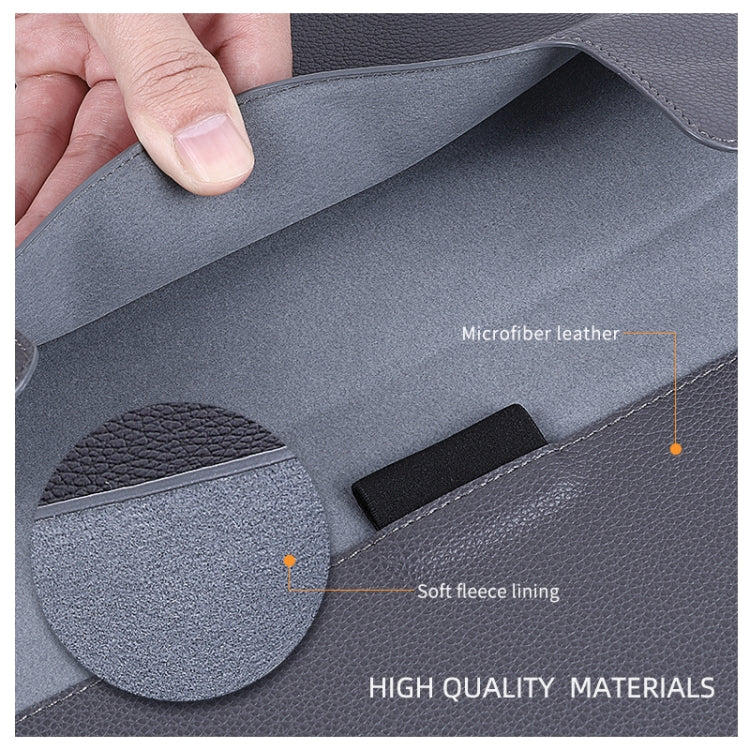 For MacBook 12 / 14 inch PU Leather 4 in 1 Laptop Bag with Functional Bracket(Dark Blue) - Protective Bags by PMC TechLife | Online Shopping South Africa | PMC TechLife