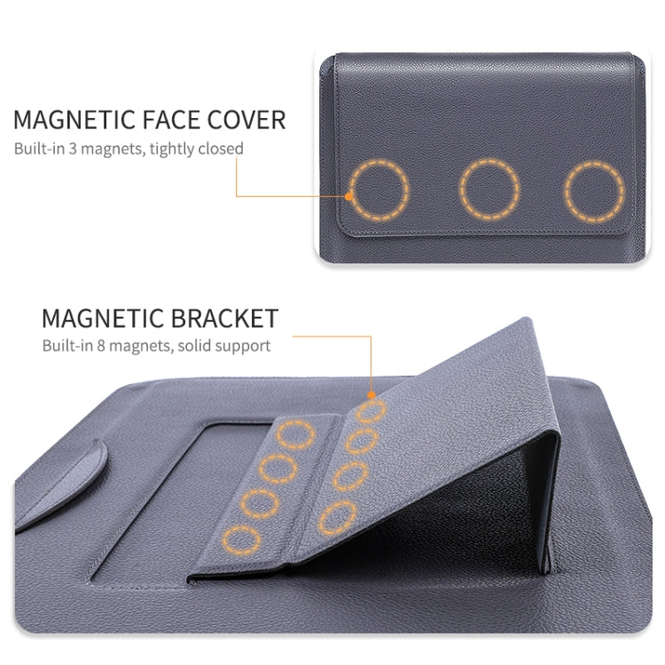 For MacBook 15 / 16 inch PU Leather 4 in 1 Laptop Bag with Functional Bracket(Black) - free shipping - PMC TechLife - Order now!