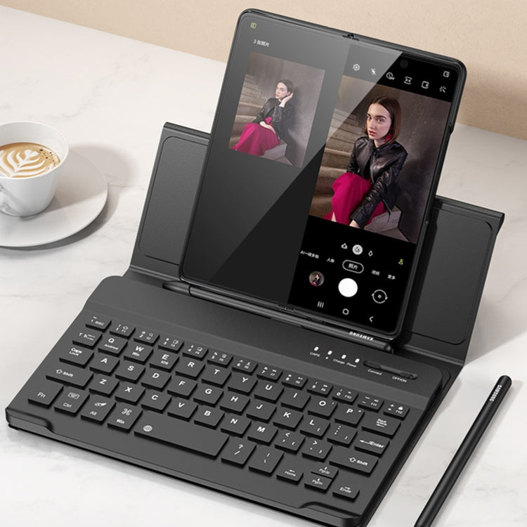 For Samsung Galaxy Z Fold4 GKK Magnetic Folding Bluetooth Keyboard Leather Case with Pen + Phone Case (Dark Green) - Samsung Keyboard by GKK | Online Shopping South Africa | PMC TechLife
