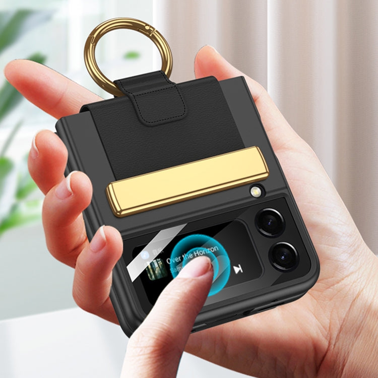 For Samsung Galaxy Z Flip4 GKK Ultrathin Shockproof Phone Case with Ring Holder / Wrist Strap(Black) - free shipping - PMC TechLife - Order now!