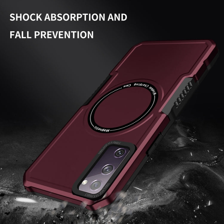 For Samsung Galaxy S20 FE MagSafe Shockproof Armor Phone Case(Wine Red) - Galaxy S20 FE Cases by PMC TechLife | Online Shopping South Africa | PMC TechLife