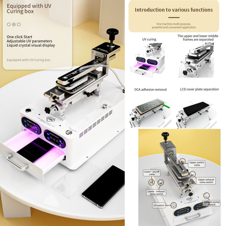 TBK 258S Intelligent Multi-function UV Cured Disassembly Machine, Plug:UK Plug - free shipping - PMC TechLife - Order now!