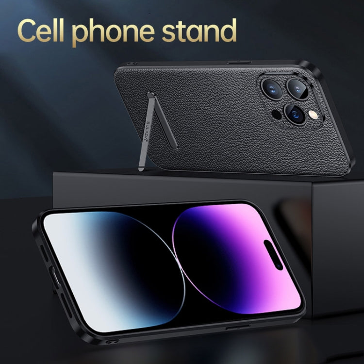 For iPhone 14 SULADA Famous Artisan Series Litchi Leather PC + TPU Phone Case(Orange) - iPhone 14 Cases by SULADA | Online Shopping South Africa | PMC TechLife | Buy Now Pay Later Mobicred