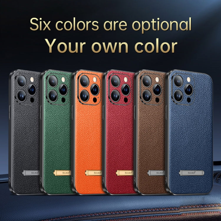 For iPhone 14 Plus SULADA Famous Artisan Series Litchi Leather PC + TPU Phone Case(Red) - iPhone 14 Plus Cases by SULADA | Online Shopping South Africa | PMC TechLife