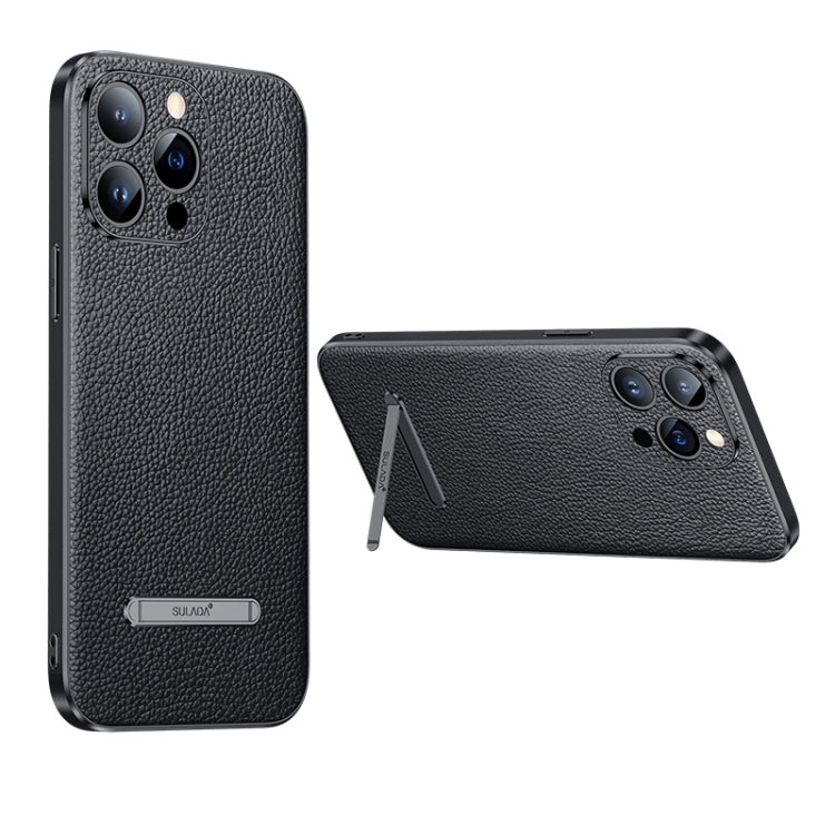 For iPhone 14 Pro Max SULADA Famous Artisan Series Litchi Leather PC + TPU Phone Case(Black) - iPhone 14 Pro Max Cases by SULADA | Online Shopping South Africa | PMC TechLife
