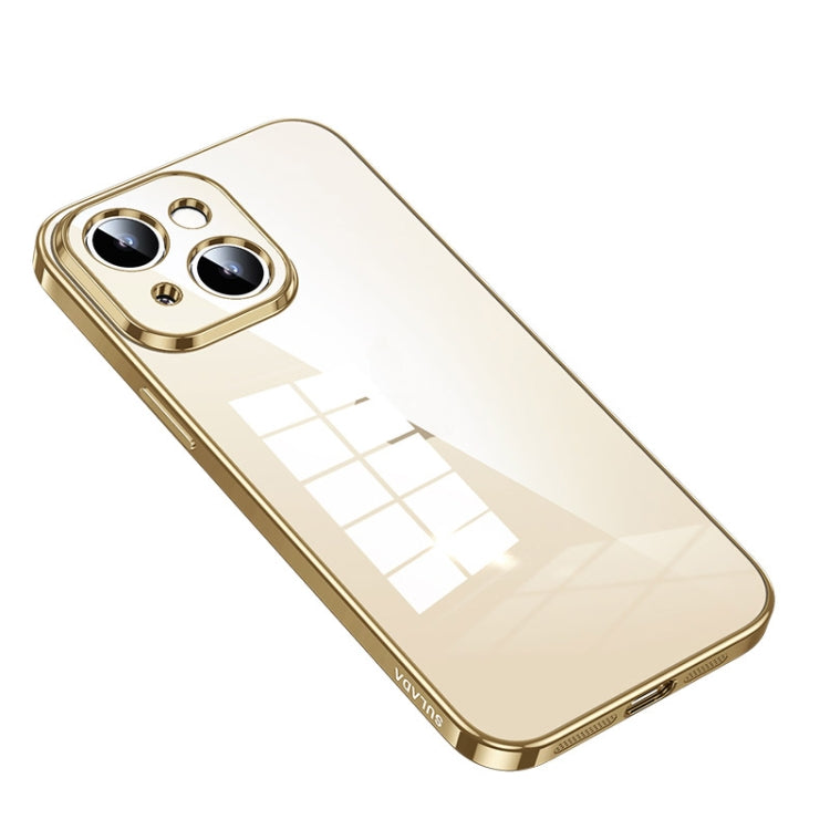 For iPhone 14 Plus SULADA Shine Through Series Plating TPU Transparent Phone Protective Case(Gold) - iPhone 14 Plus Cases by SULADA | Online Shopping South Africa | PMC TechLife | Buy Now Pay Later Mobicred
