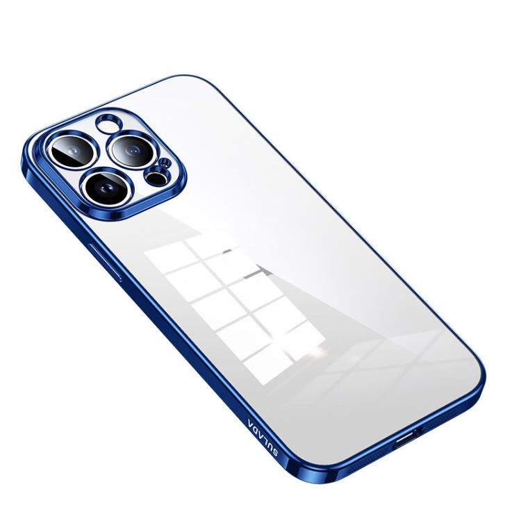 For iPhone 14 Pro SULADA Shine Through Series Plating TPU Transparent Phone Protective Case(Blue) - iPhone 14 Pro Cases by SULADA | Online Shopping South Africa | PMC TechLife | Buy Now Pay Later Mobicred