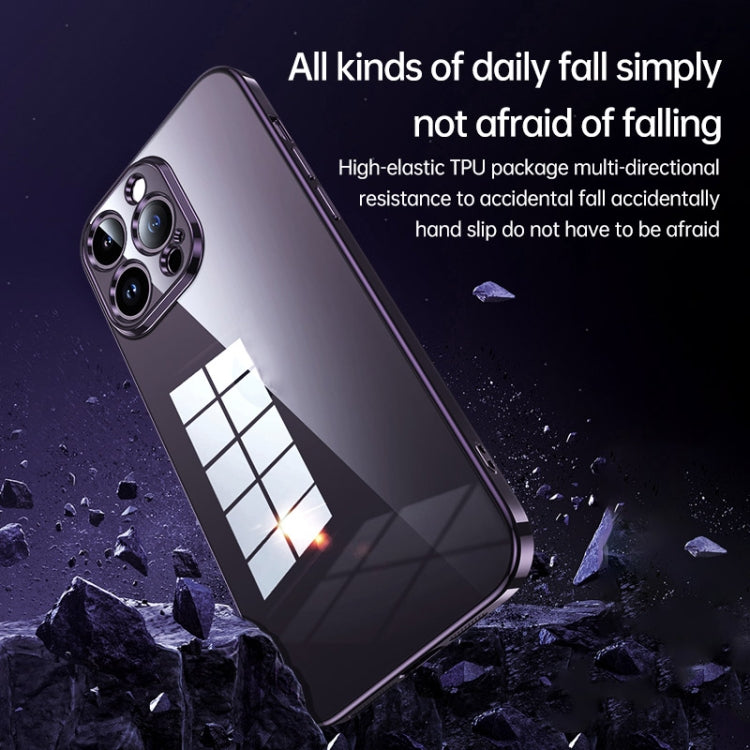 For iPhone 14 Pro SULADA Shine Through Series Plating TPU Transparent Phone Protective Case(Blue) - iPhone 14 Pro Cases by SULADA | Online Shopping South Africa | PMC TechLife | Buy Now Pay Later Mobicred