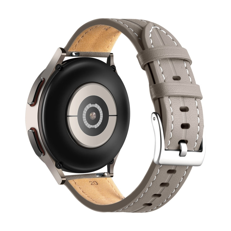 For Realme Watch 3/Amazfit GTR4/4 Pro Universal Grooved Genuine Leather Watch Band(Grey) - free shipping - PMC TechLife - Order now!
