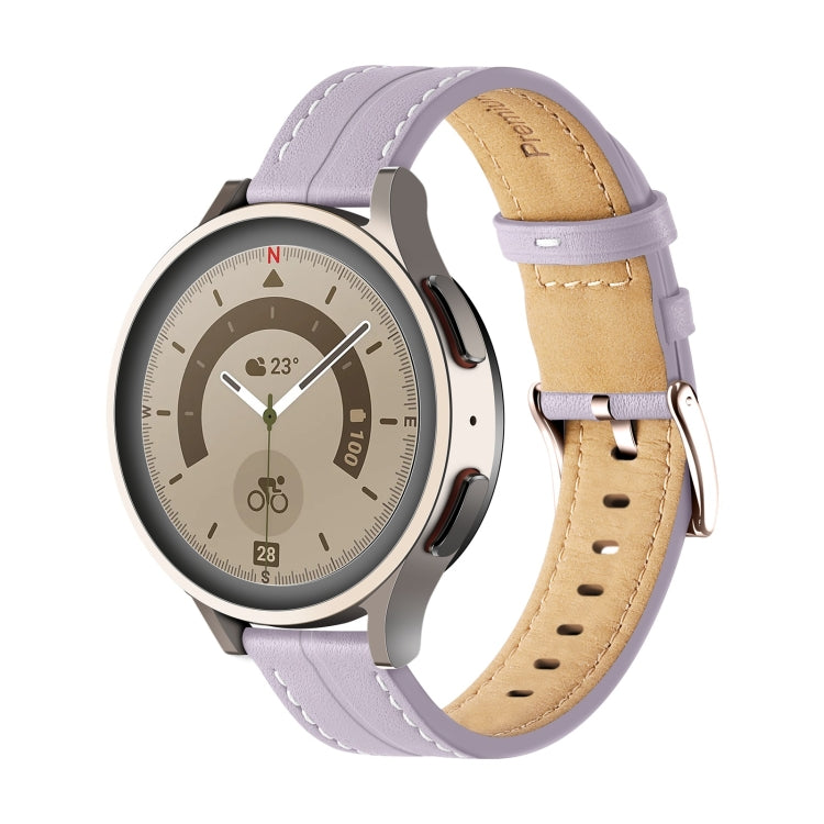 For Realme Watch 3/Amazfit GTR4/4 Pro Universal Grooved Genuine Leather Watch Band(Purple) - free shipping - PMC TechLife - Order now!