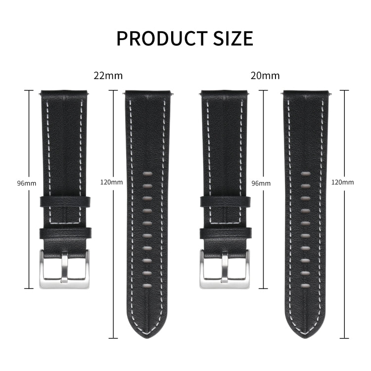 For Realme Watch 3/Amazfit GTR4/4 Pro Universal Grooved Genuine Leather Watch Band(Coffee) - free shipping - PMC TechLife - Order now!