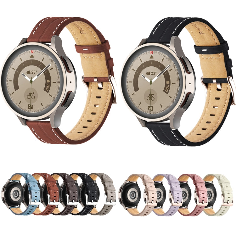 For Realme Watch 3/Amazfit GTR4/4 Pro Universal Grooved Genuine Leather Watch Band(Grey) - free shipping - PMC TechLife - Order now!
