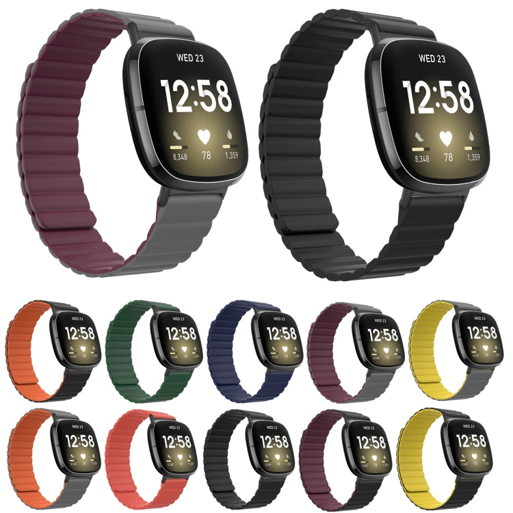 For Fitbit Versa 3 / Sense Universal Magnetic Silicone Watch Band(Grey Orange) - free shipping - PMC TechLife - Order now!