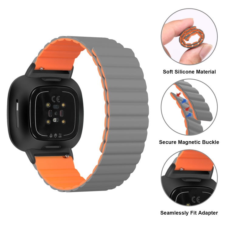 For Fitbit Versa 4 / Sense 2 Universal Magnetic Silicone Watch Band(Grey Yellow) - free shipping - PMC TechLife - Order now!