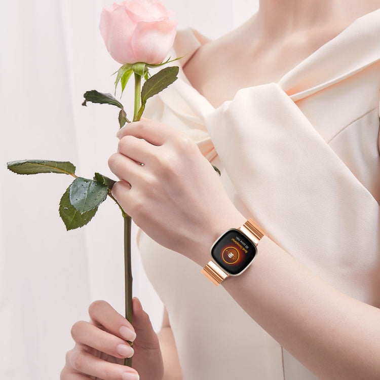 For Fitbit Versa 4 / Sense 2 Universal Butterfly Buckle Metal Watch Band(Rose Gold) - free shipping - PMC TechLife - Order now!