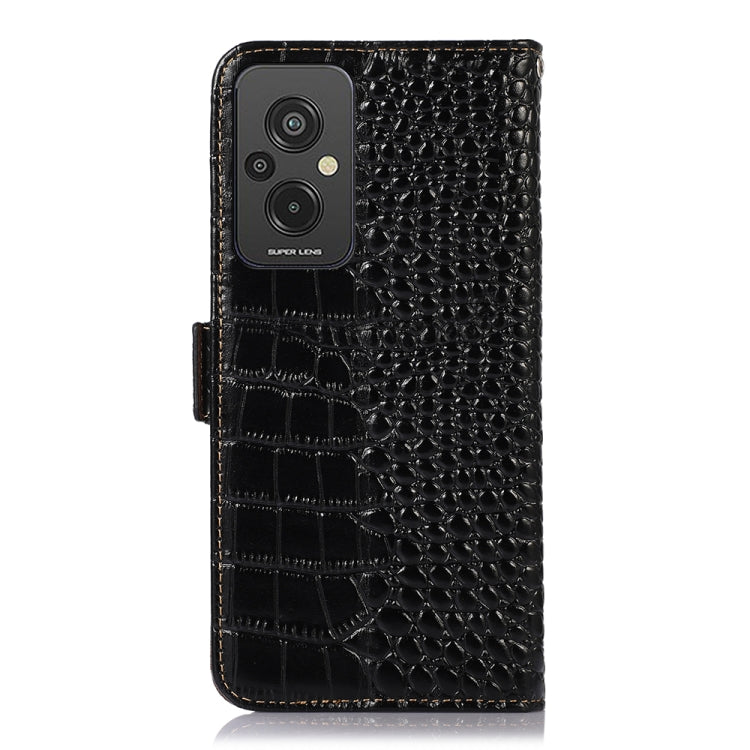 For Xiaomi Redmi 11 Prime 4G Magnetic Crocodile Texture Genuine Leather RFID Phone Case(Black) - Xiaomi Cases by PMC TechLife | Online Shopping South Africa | PMC TechLife