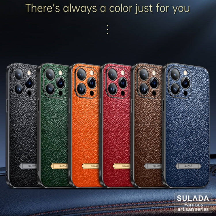 For iPhone 13 Pro Max SULADA Invisible Bracket Leather Back Cover Phone Case(Orange) - iPhone 13 Pro Max Cases by SULADA | Online Shopping South Africa | PMC TechLife | Buy Now Pay Later Mobicred