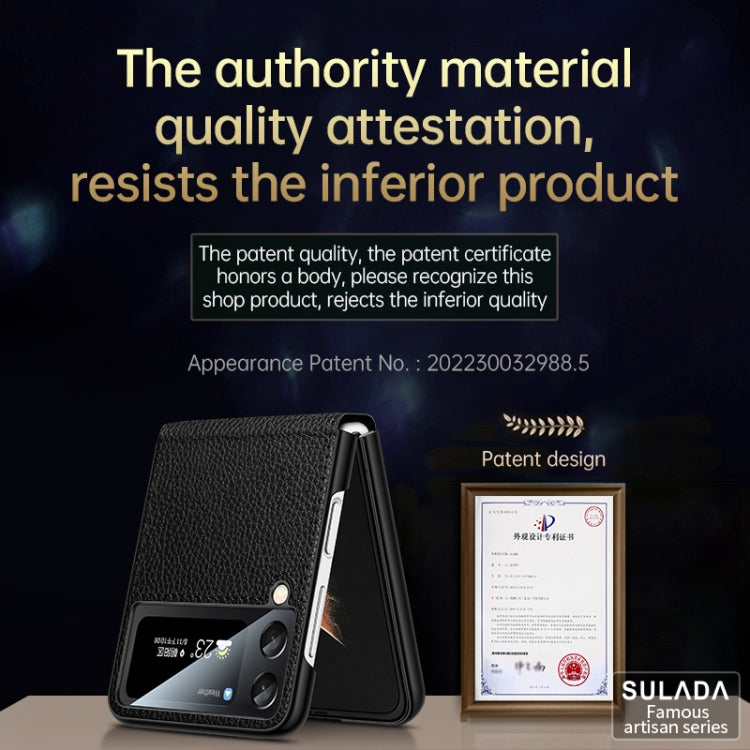 For Samsung Galaxy Z Flip3 5G SULADA Invisible Bracket Leather Back Cover Phone Case(Orange) - free shipping - PMC TechLife - Order now!