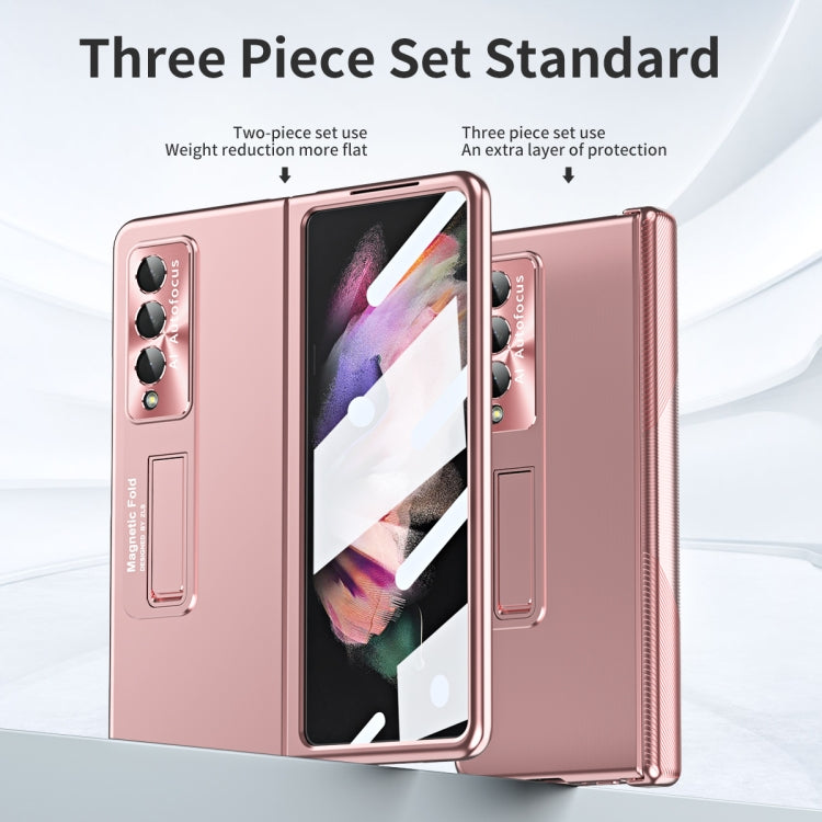 For Samsung Galaxy Z Fold3 5G Electroplating Corrugated Hinge Folding Phone Case(Rose Gold) - free shipping - PMC TechLife - Order now!