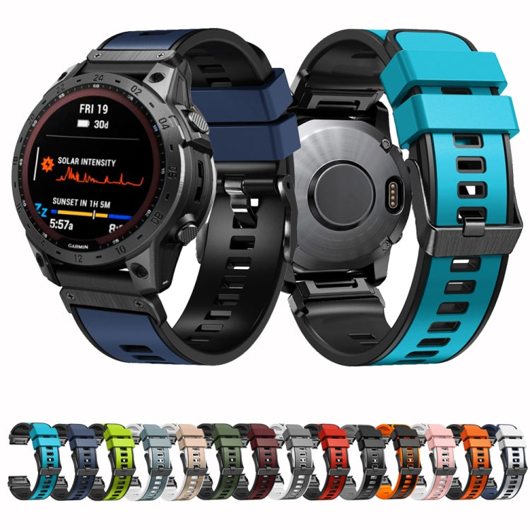 Compatible with Garmin Fenix 7 22mm Plain Weave Two-Color Quick Release Silicone Watch Band(Grey) - free shipping - PMC TechLife - Order now!