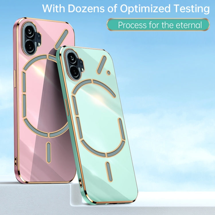For Nothing Phone 1 XINLI Straight Edge 6D Electroplate TPU Phone Case(Pink) - Nothing Cases by PMC TechLife | Online Shopping South Africa | PMC TechLife | Buy Now Pay Later Mobicred