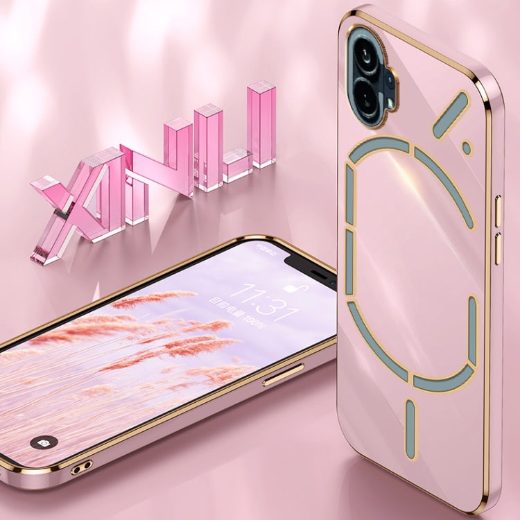 For Nothing Phone 1 XINLI Straight Edge 6D Electroplate TPU Phone Case(Pink) - Nothing Cases by PMC TechLife | Online Shopping South Africa | PMC TechLife | Buy Now Pay Later Mobicred