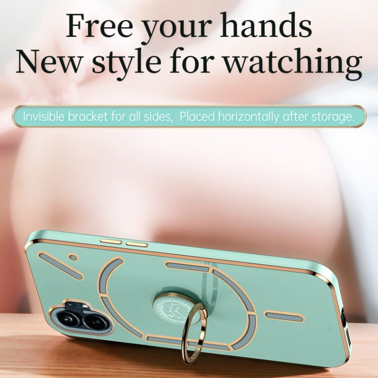 For Nothing Phone 1 XINLI Straight Edge 6D Electroplate TPU Phone Case with Ring Holder(White) - Nothing Cases by PMC TechLife | Online Shopping South Africa | PMC TechLife | Buy Now Pay Later Mobicred