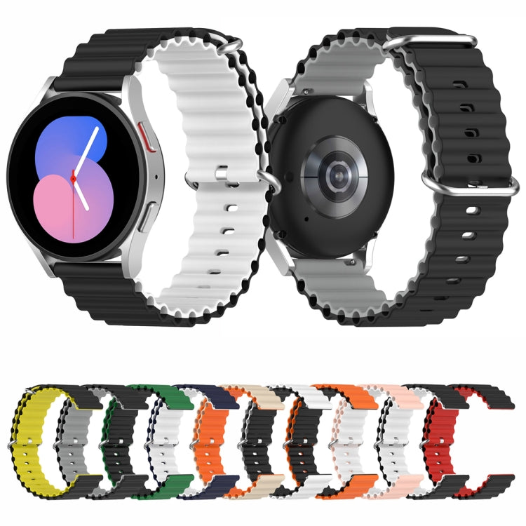 20mm Universal Ocean Style Silicone Two Color Watch Band(Orange Black) - 20mm Bands by PMC TechLife | Online Shopping South Africa | PMC TechLife | Buy Now Pay Later Mobicred
