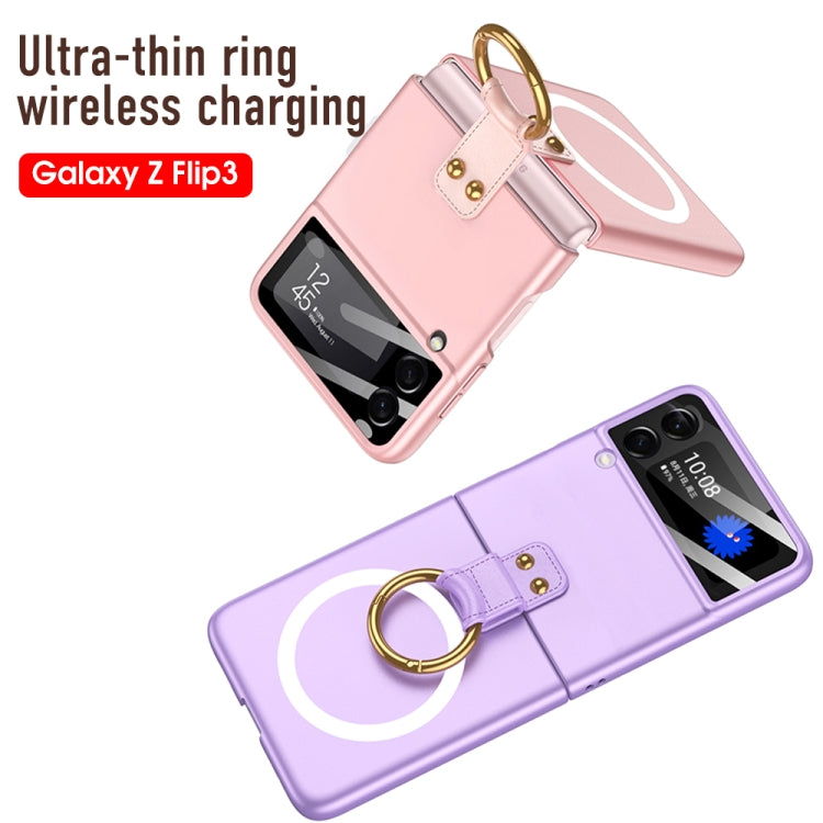 For Samsung Galaxy Z Flip3 5G GKK MagSafe Ultrathin Integrated Shockproof Phone Case with Ring Holder(Pink) - Galaxy Phone Cases by GKK | Online Shopping South Africa | PMC TechLife | Buy Now Pay Later Mobicred