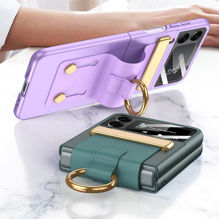 For Samsung Galaxy Z Flip3 5G GKK Ultrathin Shockproof Phone Case with Ring Holder / Wrist Strap(Purple) - Galaxy Phone Cases by GKK | Online Shopping South Africa | PMC TechLife | Buy Now Pay Later Mobicred