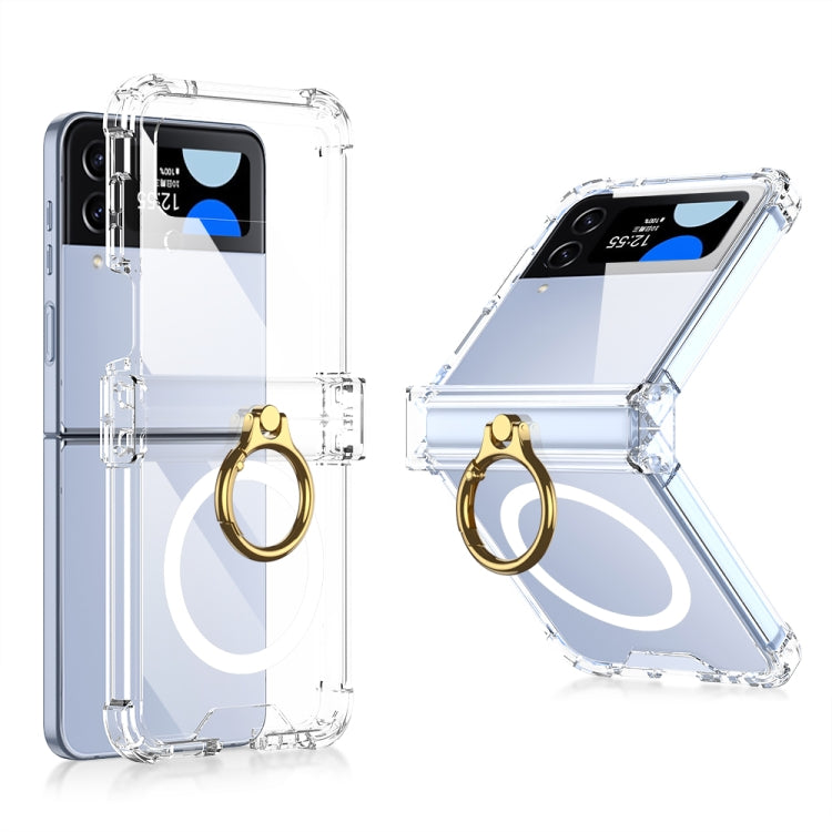 For Samsung Galaxy Z Flip4 GKK MagSafe Airbag Hinge Shockproof Phone Case with Ring Holder(Transparent) - Galaxy Z Flip4 5G Cases by GKK | Online Shopping South Africa | PMC TechLife | Buy Now Pay Later Mobicred