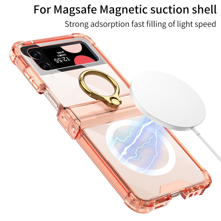 For Samsung Galaxy Z Flip4 GKK MagSafe Airbag Hinge Shockproof Phone Case with Ring Holder(Transparent) - Galaxy Z Flip4 5G Cases by GKK | Online Shopping South Africa | PMC TechLife | Buy Now Pay Later Mobicred