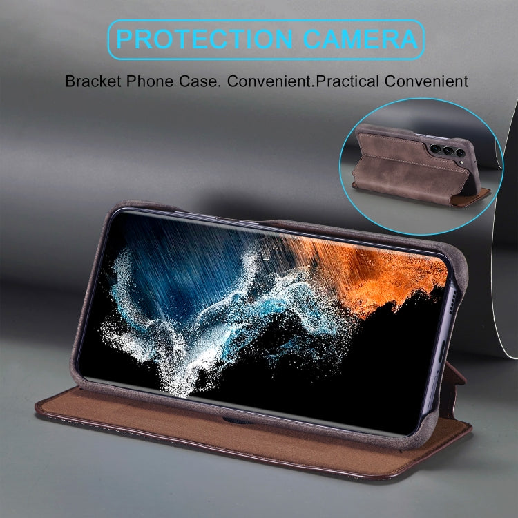For Samsung Galaxy S23 5G LC.IMEEKE Hon Ancient Series Flip Leather Phone Case(Coffee) - Galaxy S23 5G Cases by LC.IMEEKE | Online Shopping South Africa | PMC TechLife | Buy Now Pay Later Mobicred