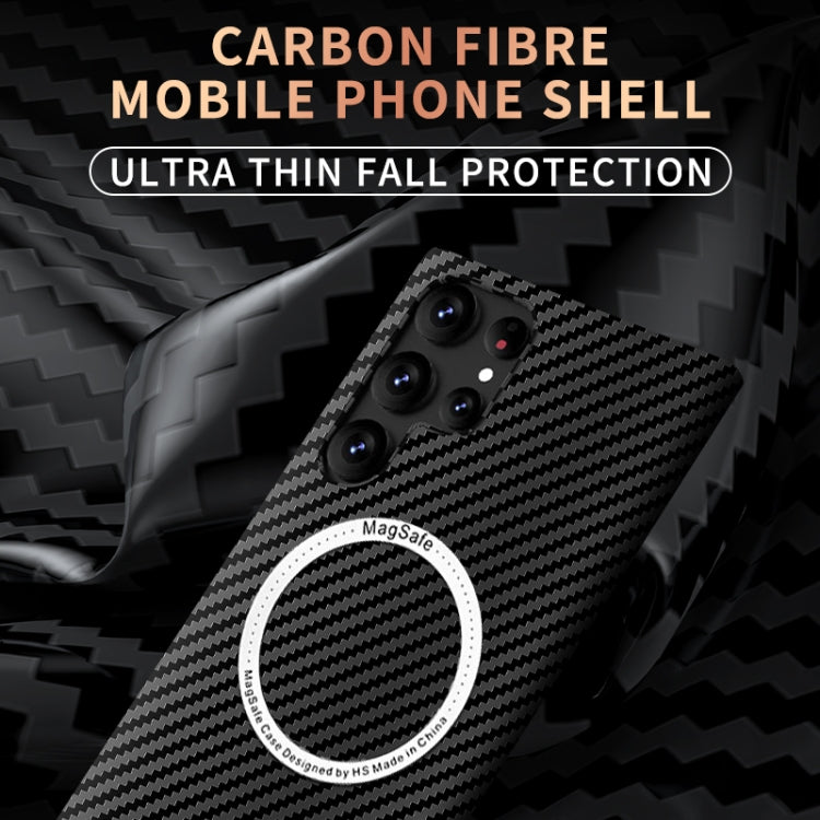 For Samsung Galaxy S23 Ultra 5G Carbon Fiber Texture MagSafe Magnetic Phone Case(Black Blue) - Galaxy S23 Ultra 5G Cases by PMC TechLife | Online Shopping South Africa | PMC TechLife